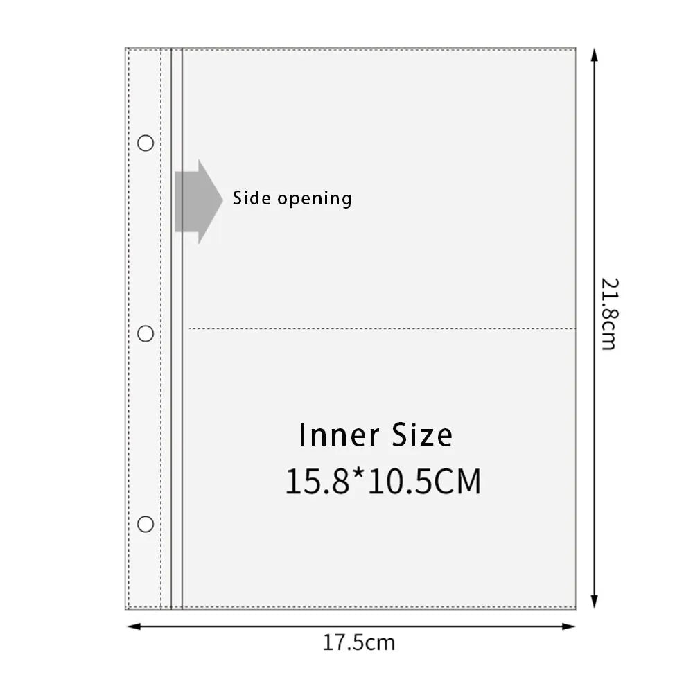 A5 3/7 Ring Photocards Binder Sleeve 1/2/4/6 Pockets Clear Acid Free 6x4 Photo Album Refill Pages Trading Card Postcard Sleeve