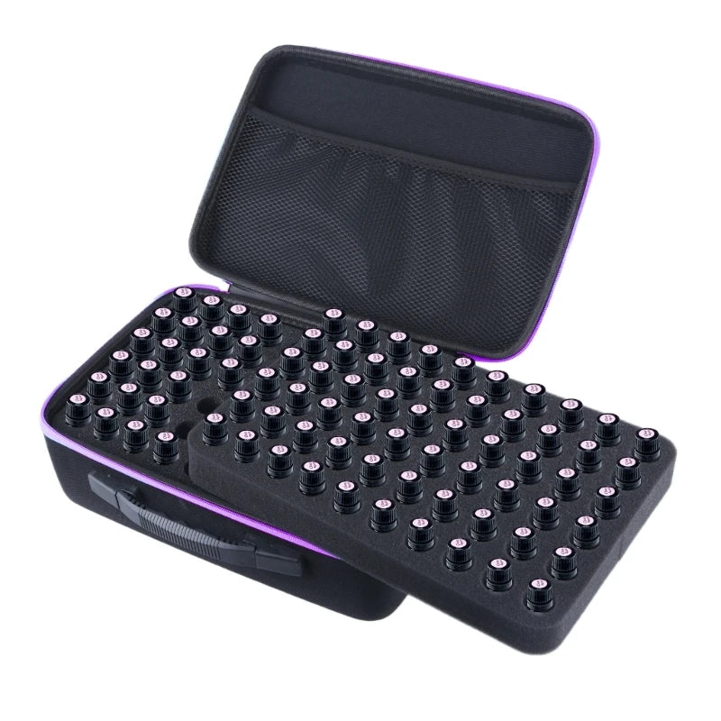 Sleek Essential Oil Storage Bag 120 Girds Storage For 5-10ML Bottles Sturdy EVA Travel Case For Home Travel Presentations