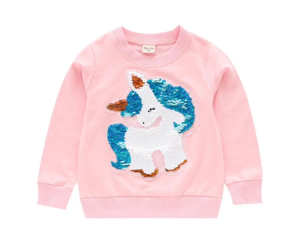 Cute Cat Baby Girls Hoody Sweatshirt Toddler Kids Cotton Sequins Cartoon Sweater Children Spring Autumn Clothes Tops