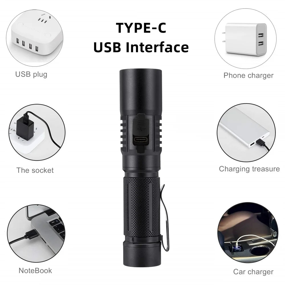 20W 395/365nm UV Flashlight USB Rechargeable Blacklight Curing Cat Tinea Pet Urine Stain Marker Leakage Ore Money Scorpion Light