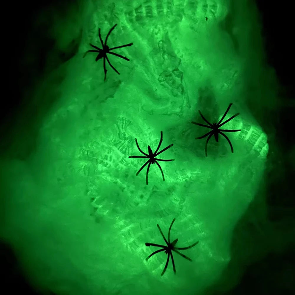 Glow In The Dark Spider Webs Halloween Decorations Fluorescent