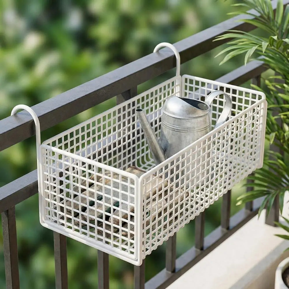 Home Storage Hollow Hanging Storage Rack Iron Holder Bedside Hanging Basket No Drill Large Capacity Space-Saving Shelf Bathroom