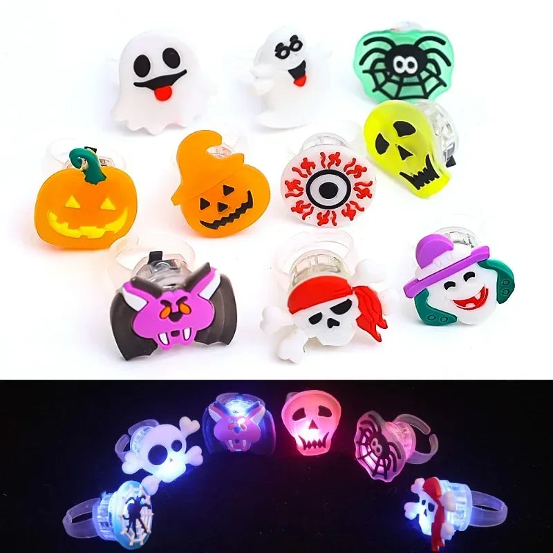 LED Luminous Halloween Toys Pumpkin Ghost Skull Glowing in Dark Fingers Toys with Light Birthday Party Decoration Props Supplies
