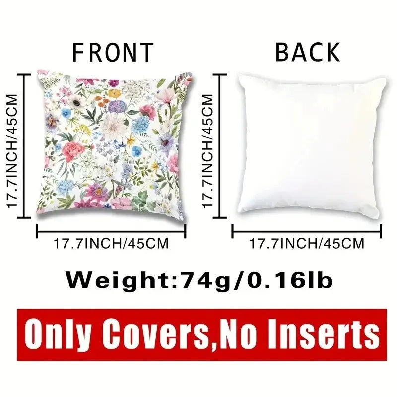 1pc Colorful Flowers Pattern Throw Pillow Case 17.7*17.7in, SoftCushion Cover For Home Decor, Accent Pillow Case, Easy To Clean