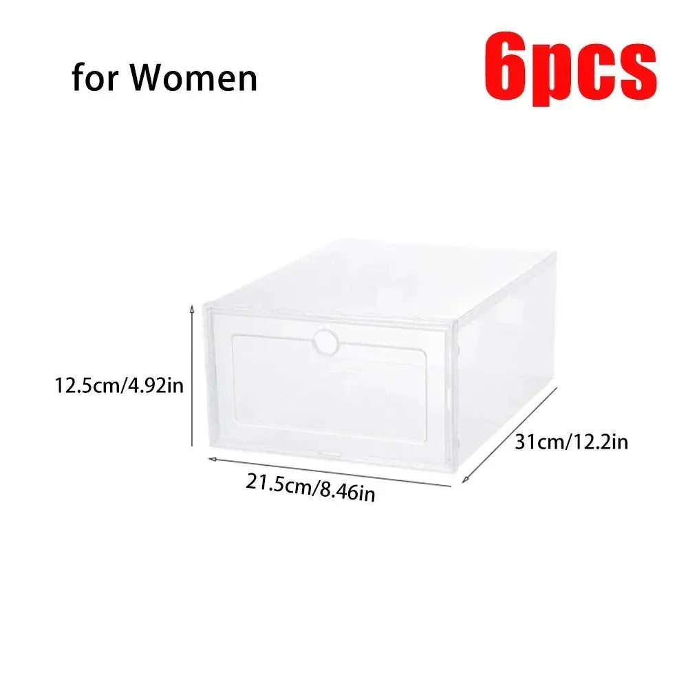 Home Household Home Storage Use 6 Pack Transparent Shoe Box Thickened Foldable Dustproof Stackable