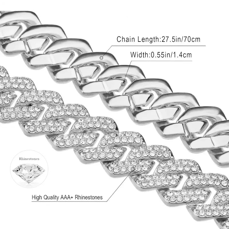 Iced Out Miami-Style Cuban Link Decorative Necklace