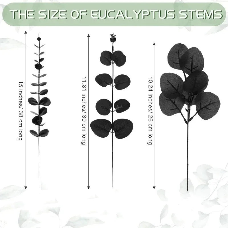 Black Eucalyptus Leaves Stems Maple Leaf Garland Artificial Vines