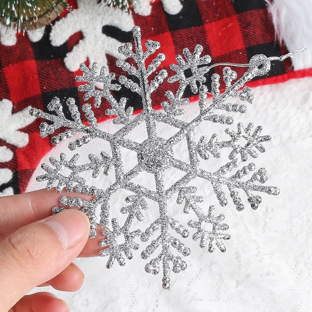 3/6Pcs Artificial Snowflake Christmas Decorations Xmas Tree Pendant Ornament for Home Decor Navidad New Year 2026 Party Supplies