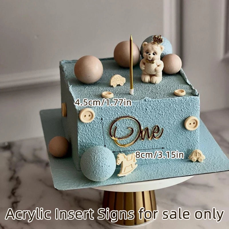Acrylic Boy Girl Baby One Happy Birthday Cake Toppers Gold Baby 1st Birthday Cake Topper for Kids Birthday Party Cake Decoration