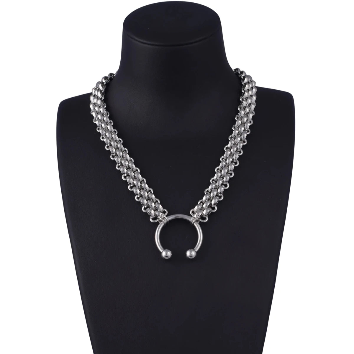Punk Chain Choker Necklace, Horseshoe Style