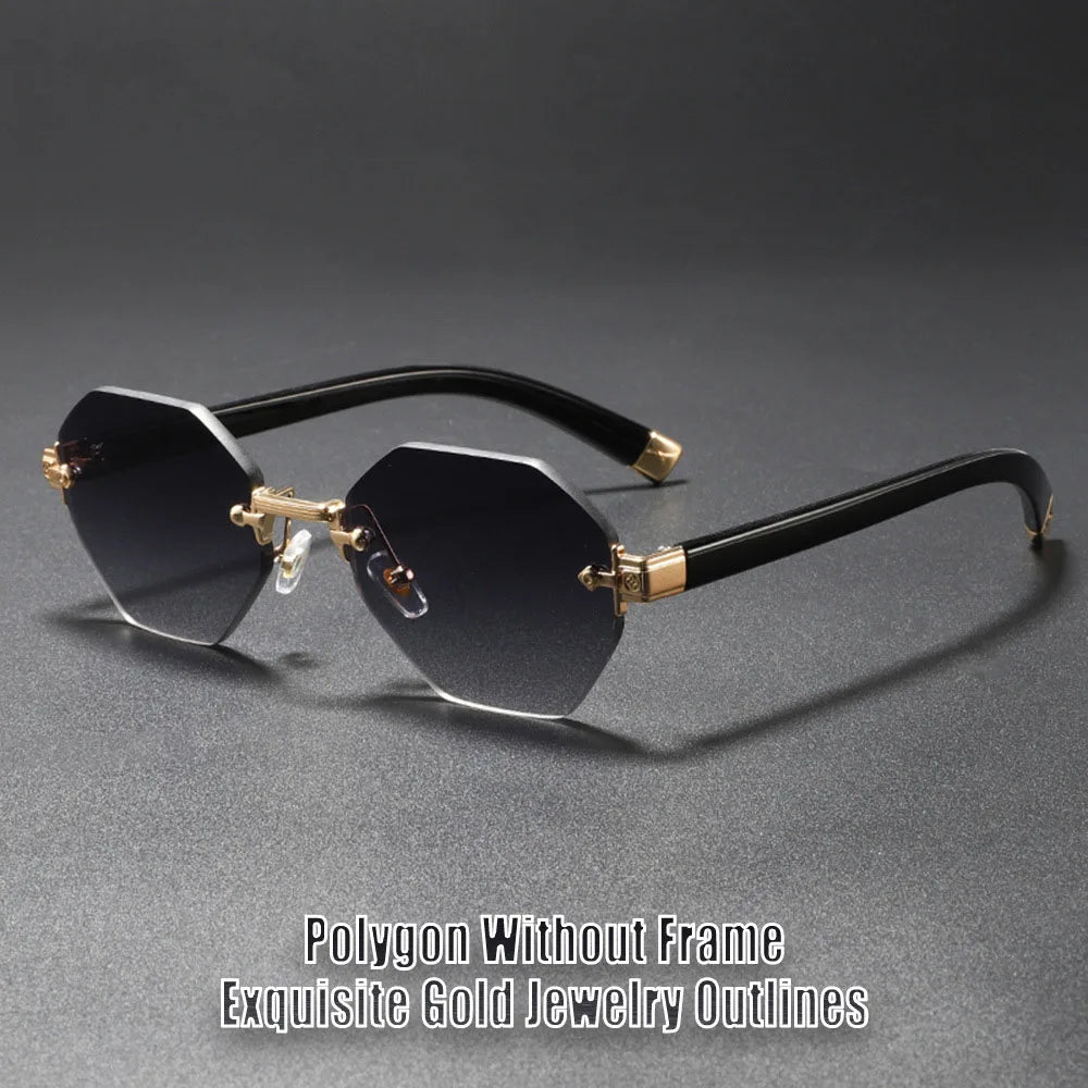 2025New Man Woman Rimless sunnies Gradient UV400 Fashion Trend Fashion Show Sun Glasses