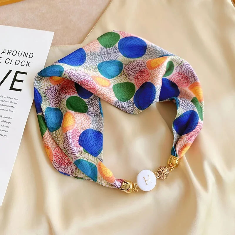 Imitation Silk Scarf Magnetic Buckle Necklace Pendant Wearing Spring and Autumn Cervical Protection for Women