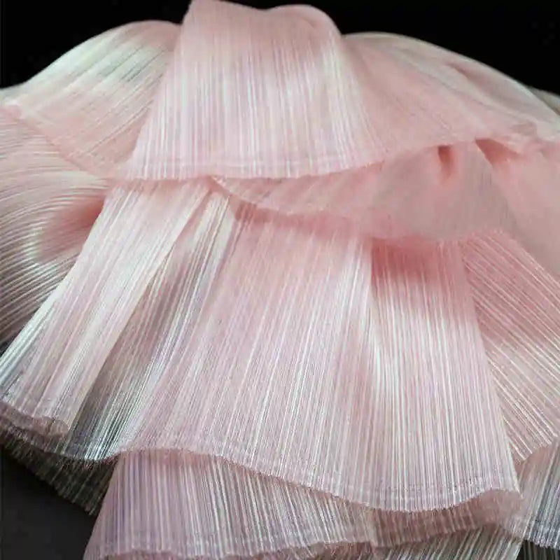 Accordion Soft Pleated Texture Fold Organza Fabric Wedding Bouquet Decoration Stage Background Designer DIY Sewing Fabric