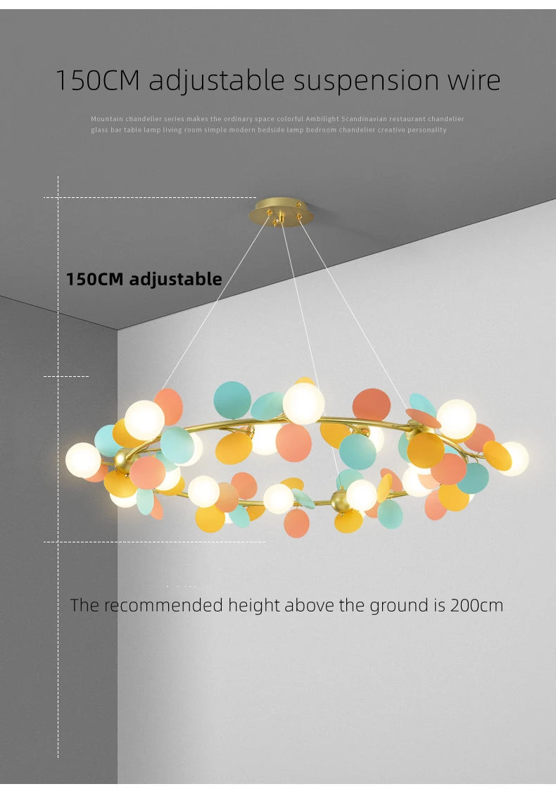 Modern Chandelier Grape Design Glass Pendant Light Indoor LED Nordic Light For Living Room Dining Hall Hotel Kitchen Island Lamp