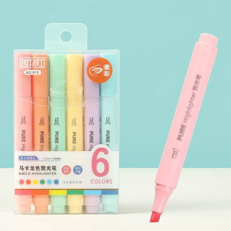 Pastel Highlighter Pen Set, 6 Pack