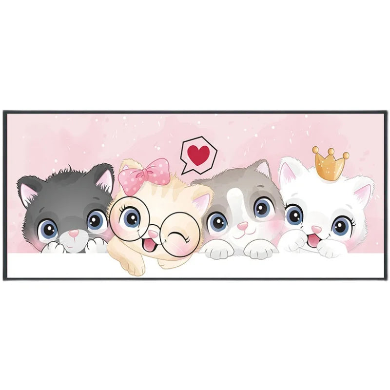 Cartoon Cat Pattern DIY Cross Stitch Complete Kits Printed Fabric Embroidery Set Cotton Thread Needlework Home Decoration