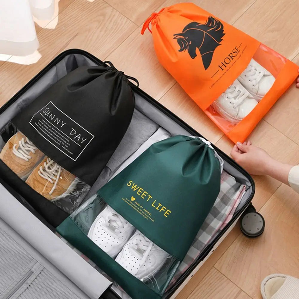 Dust-Proof Shoes Storage Bags Moisture-proof Transparent Drawstring Bag Non-Woven