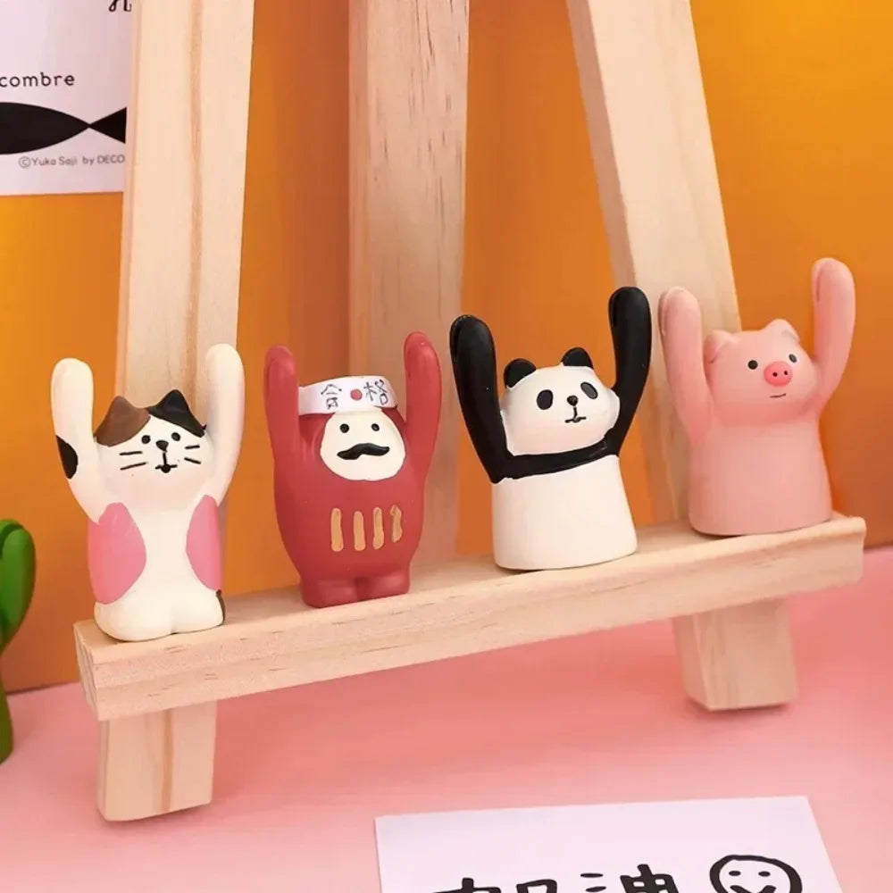 Decorations Creative Cartoon Card Holder Cute Resin Cartoon Style Korean Stationery Office Desk Organizer Mini Display Stand