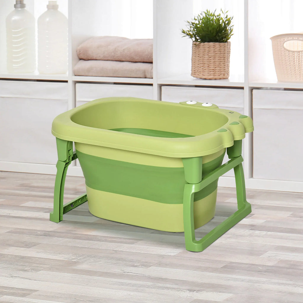 Homcom Folding Baby Bathtub for Newborns up to 6 Years Portable Children's Bathtub with Non-Slip Feet 105L Green