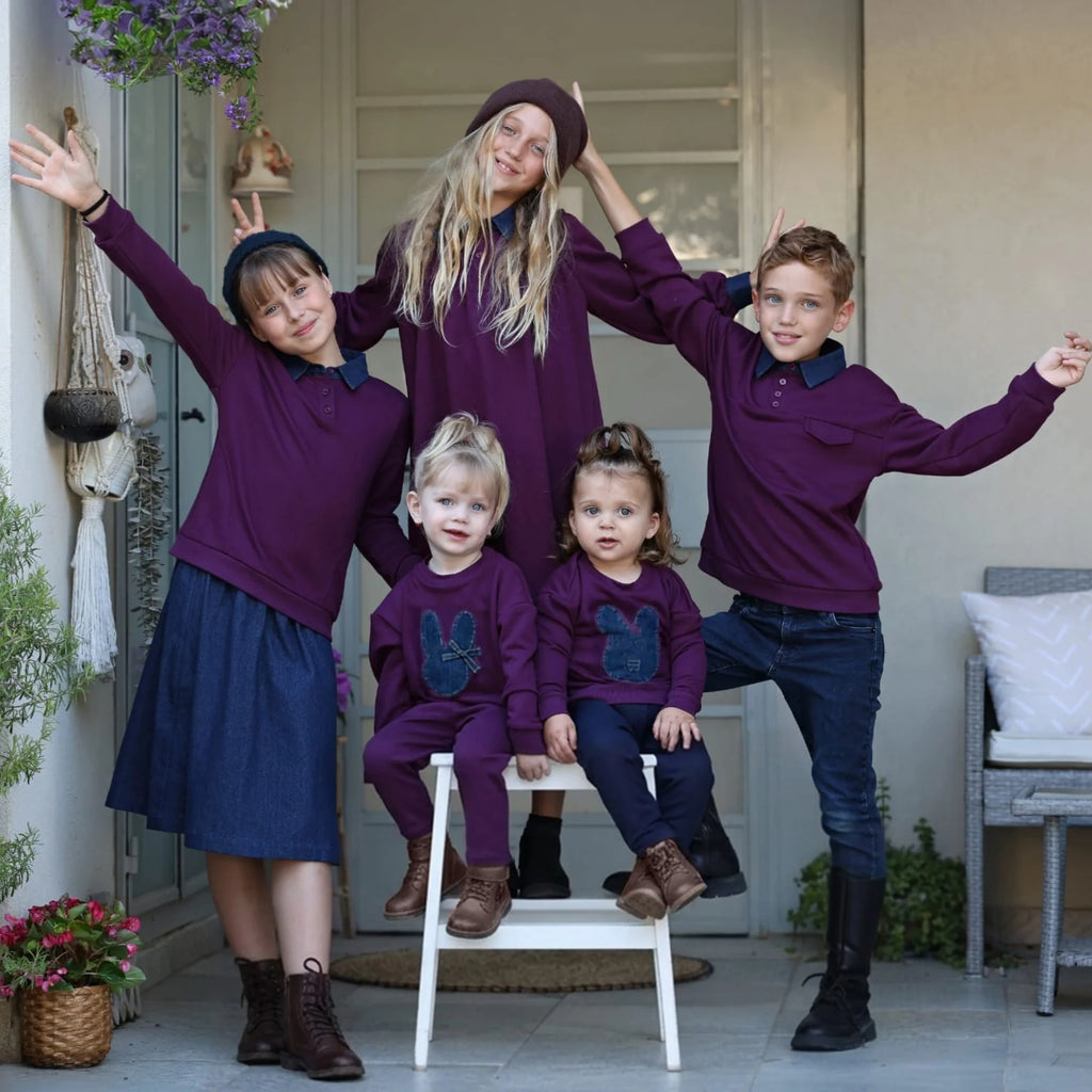 Mali's AW Family Matching Outfits Boys Sweatshirt Denim Collar