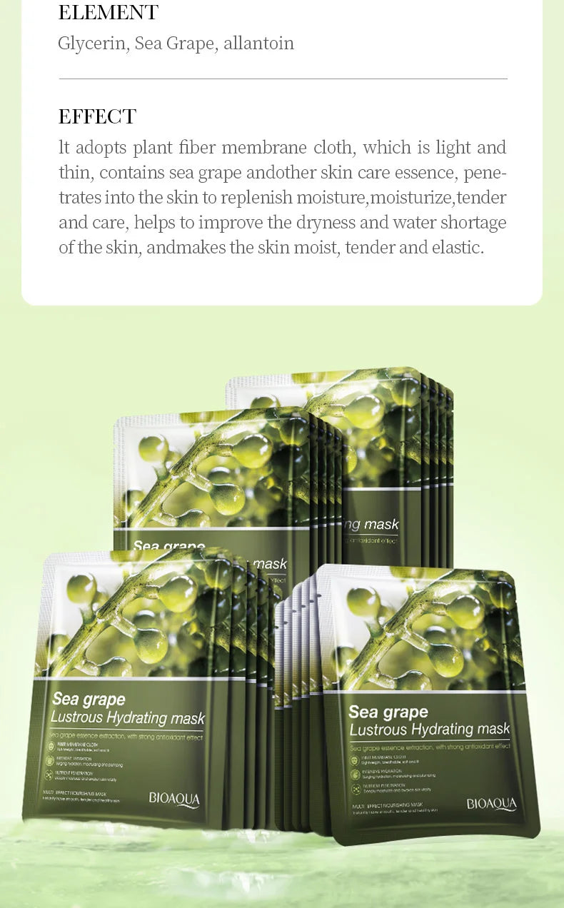 6/12pcs BIOAQUA Caviar Grape White Truffle Face Mask Anti Wrinkle skincare Moisturizing Hydrating Facial Masks Skin Care