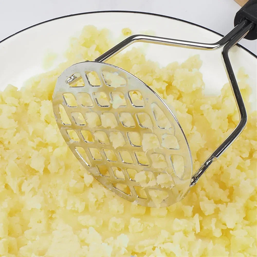 Stainless Steel Potato Masher Manual Fruit Vegetable Pressure Mud Machine Kitchen Children Food Crusher Complementary Gadget