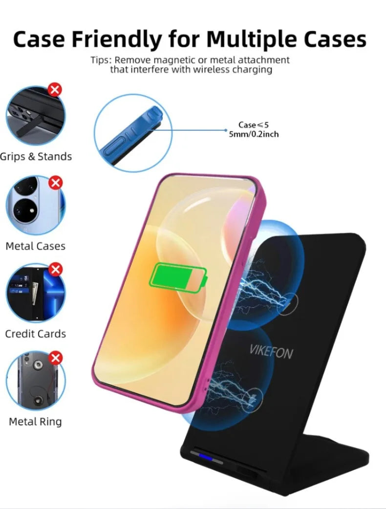 30W Foldable Wireless Charger Stand Pad For iPhone 14 13 12 11 Pro Max X Samsung S21 S20 Fast Charging Dock Station Phone Holder