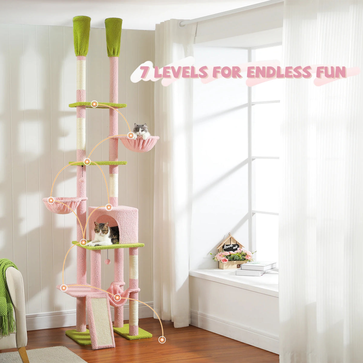 Cactus Cat Tree Floor to Ceiling Cat Tower 7