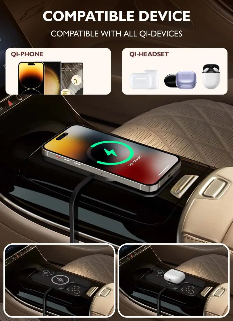 30W Fast Car Wireless Charger Pad for iPhone 15 14 13 12 Samsung Huawei AirPods Phone Non-slip Quick Car Wireless Charging Stand