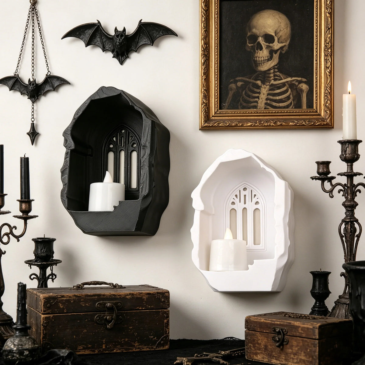 Cross-Border Gothic Church Arch Window Wall Niche Candle Holder For Dark Style Wall Decor & Candle Display Scenario