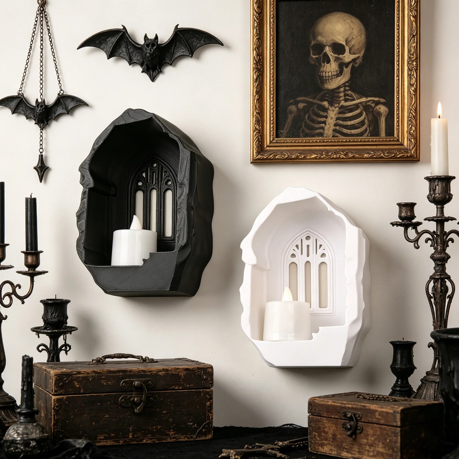 Cross-Border Gothic Church Arch Window Wall Niche Candle Holder For Dark Style Wall Decor & Candle Display Scenario