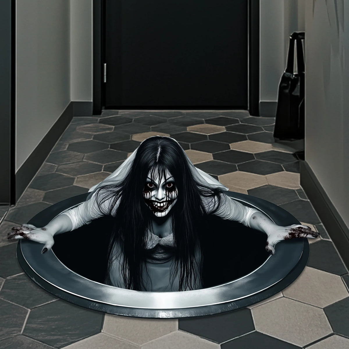 Halloween Wall Floor Stickers Horror Scary Terror Long Hair Ghost Girl Window Sticker Bedroom Living Room Party Home Decor Props
