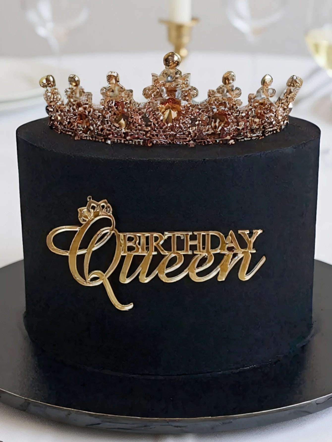 "Birthday 3pcs Queen" PMMA Cake Topper - Modern Letter Decor for Birthday/Christmas, Baking Supplies