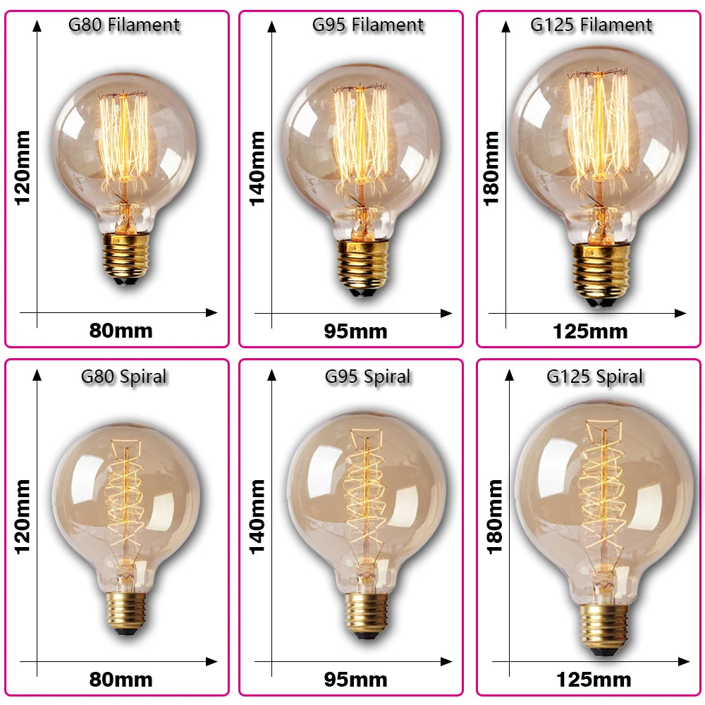 Retro Edison Light Bulb E27 40W 220V 110V Bedroom Industrial Loft Vintage Bulb For Home Decor Filament incandescent Edison Lamp