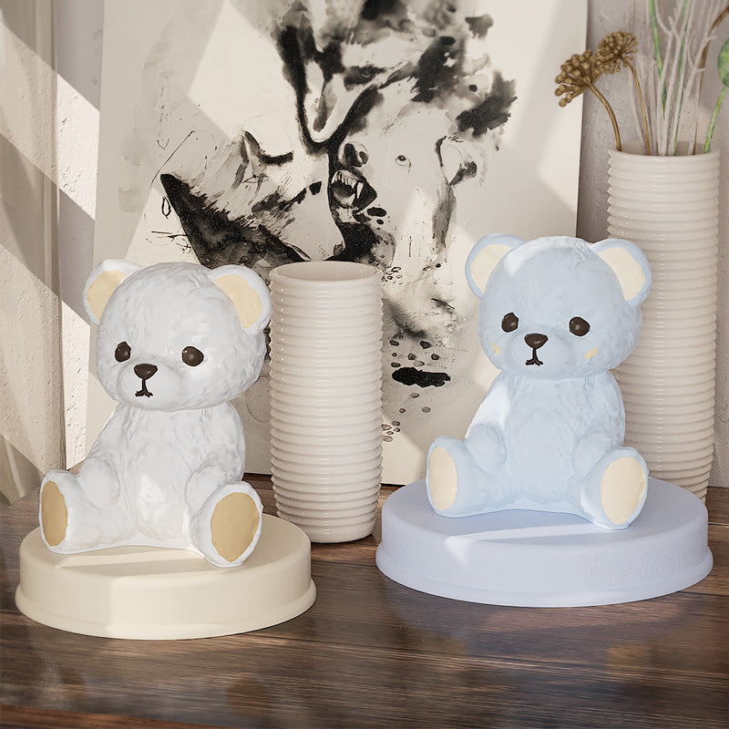 Diy Smiling Teddy Bear Silicone Candle Mold 3D Animal Soap Resin Craft Plaster Making Kit Handmade Ice Cube Mold Home Decor Gift