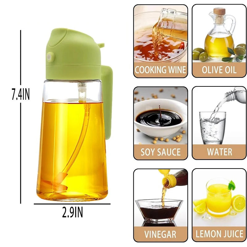 2 in1 Oil Spray Bottle For Kitchen Barbecue Cooking Olive Oil Dispenser Oil Jar Baking Vinegar Soy Sauce Spray Container Plastic