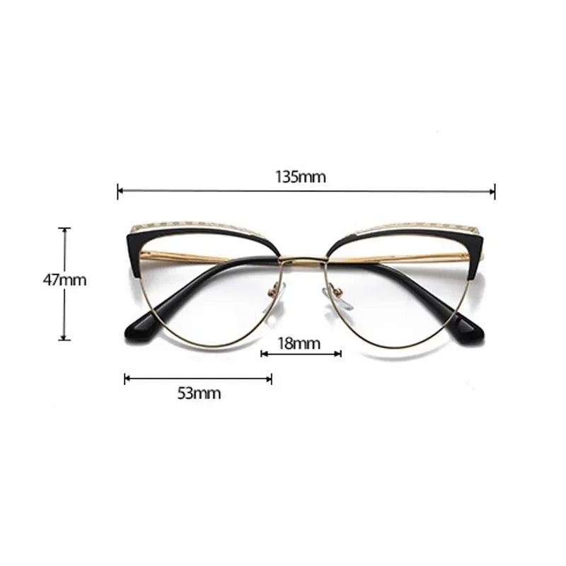 2024 Anti-blue Light Women Cat Eye Eyewear Luxury Metal Frame Oversized Optical Spectacle Eyeglasses Female Vintage Glasses