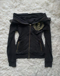 White Womens Autumn Winter Jacket Y2K Gothic Emo Slim Fit Sweatshirt Rivet Zipper Hoodie Harajuku Vintage Skull Graphic Print