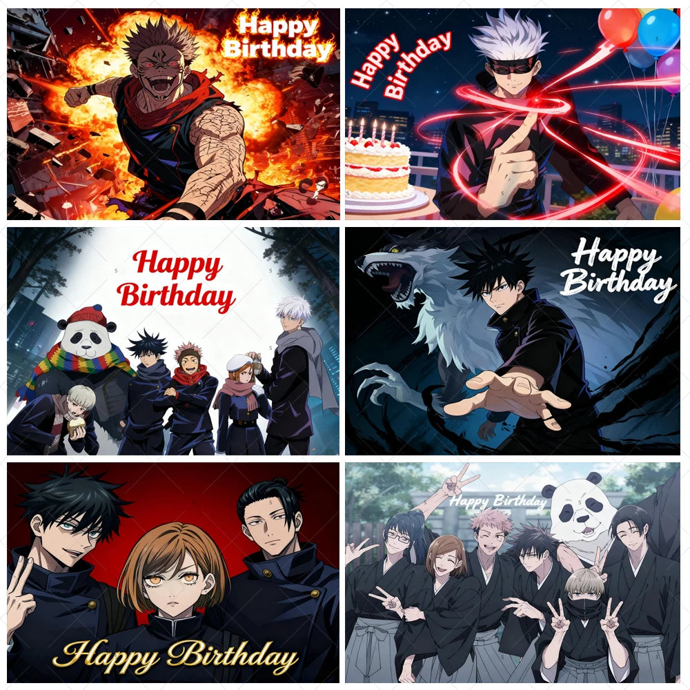 Jujutsu Kaisen Theme Background Birthday Party Decorations Anime Character Gojo Satoru Backdrop Kids Poster Photography props