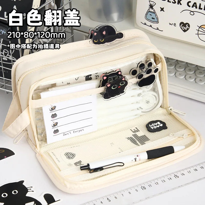 Kawaii Pencil Case DIY Set Cute Korean Stationery Supplies Pen Pouch School Desk Organizer Large Capacity Waterproof