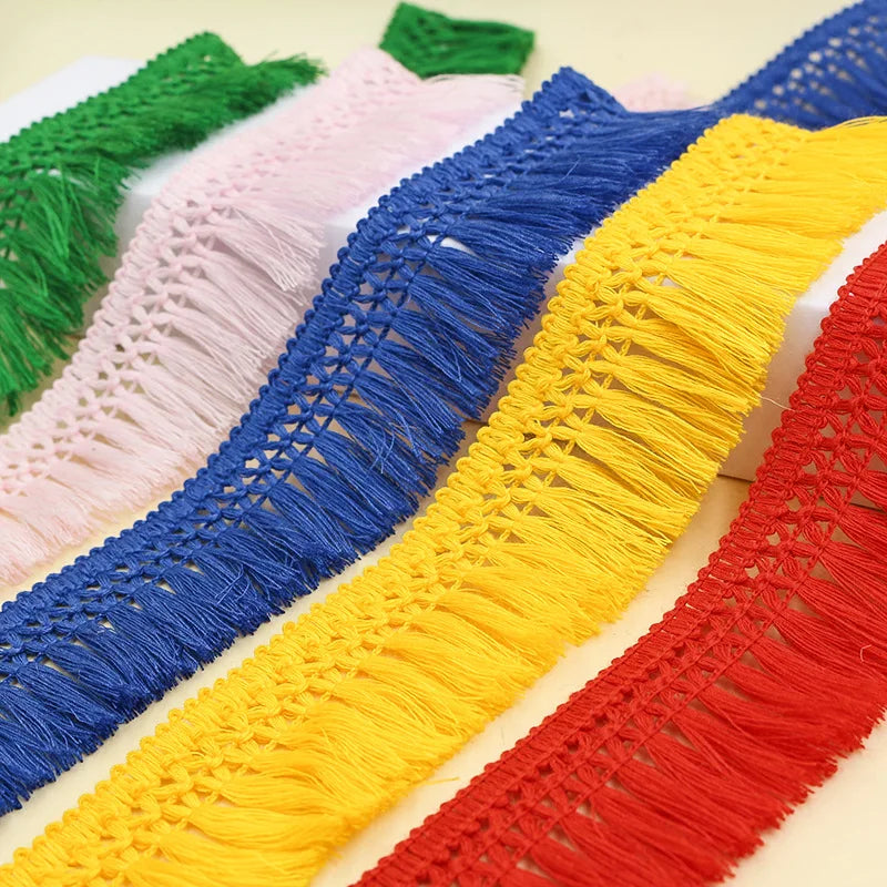 5Yard/Lot Color Cotton Fringed Lace Trim Tassel Wide 4CM Handmade DIY Garment Dress Scarves Curtain Tablecloth Sofa Accessories