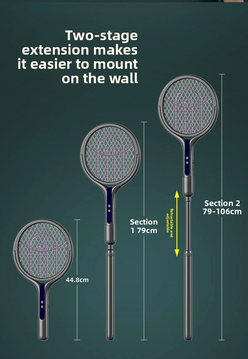 Rotating Head Electric Fly Swatter USB Rechargeable Mosquito Killer Multi Functional Electronic Flyswatter Trap Lamp for Flies