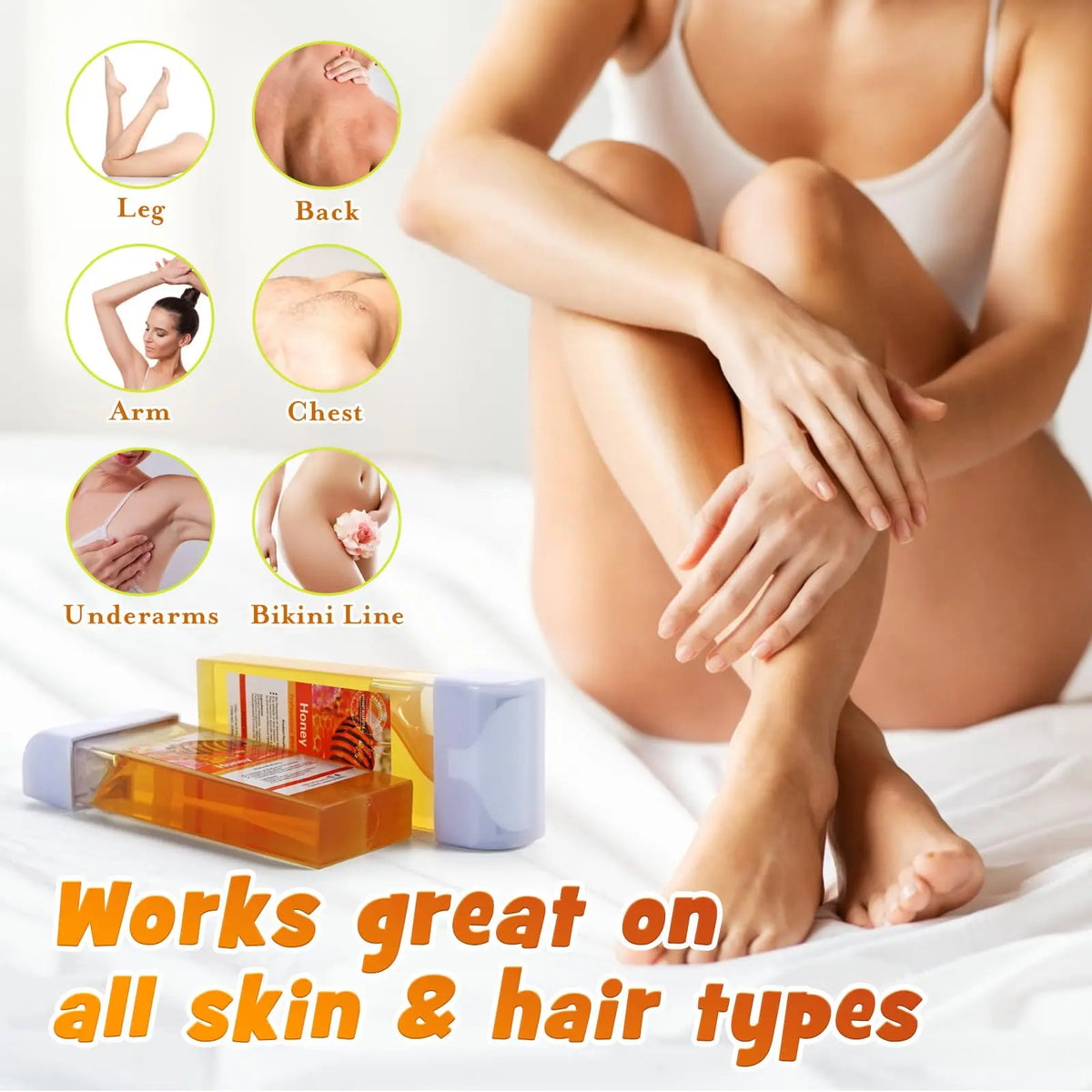 Painless Roll-On Wax Depilatory Honey & Aloe Vera Wax Cartridge