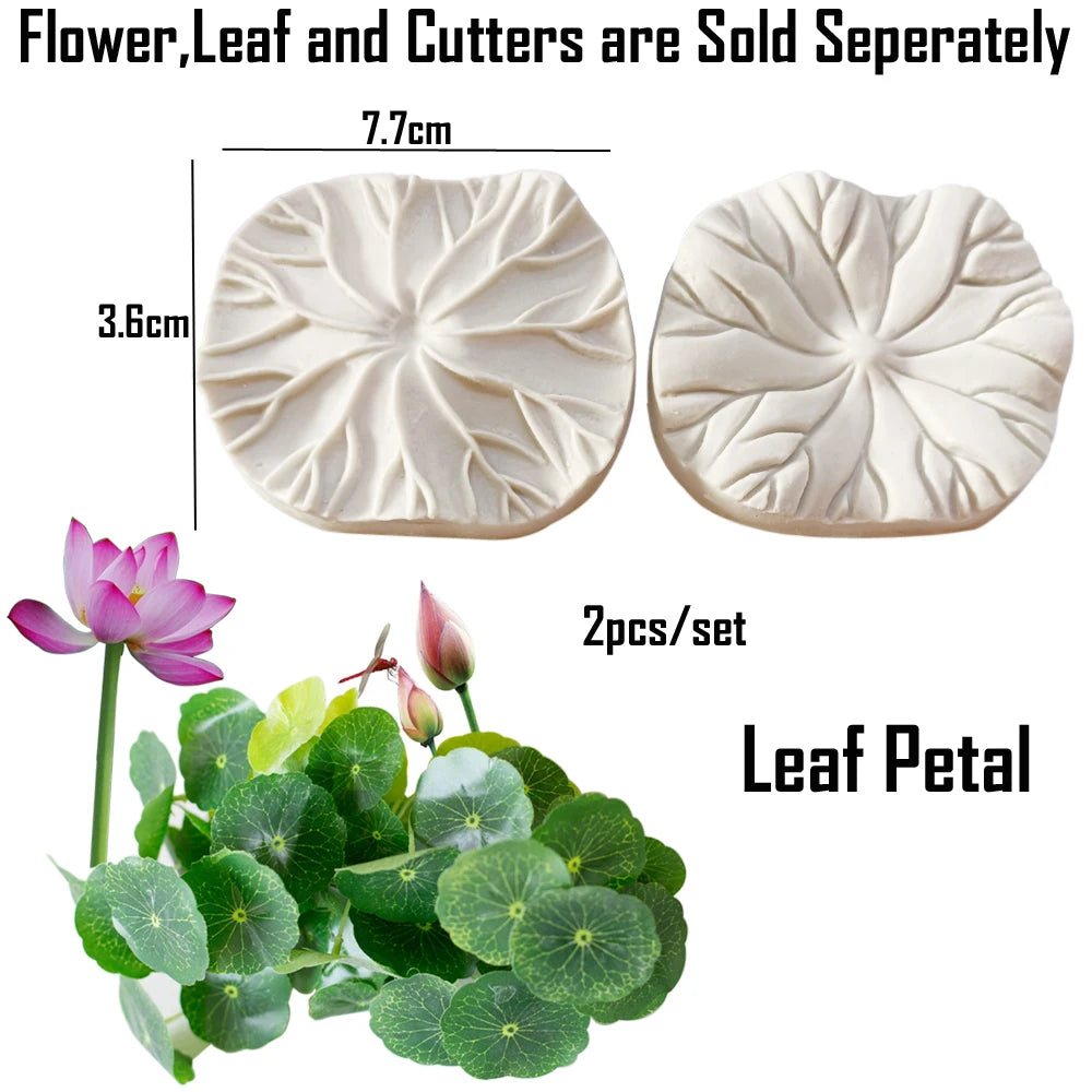NEW 2pcs Lotus Silicone Mold Leaf Moulds DIY Cake Fondant Mould Dessert Chocolate Clay FondantDecoration Kitchen Bake Tool M2884