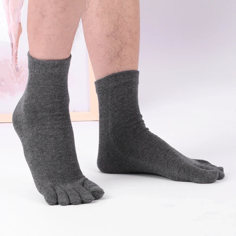5 Pairs Socks with Fingers Fashion Sweat-absorbing Breathable Toe Socks Men's Comfortable Cotton Elastic Sports Business Socks