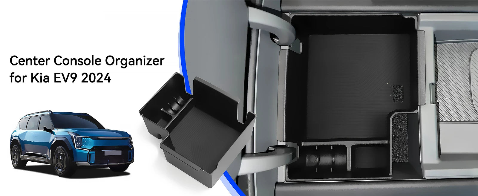 Car Armrest Storage Box Lower Center Console Organizer Cup Holder Storage Box Wireless Charger Panel Mat For KIA EV9 2024 2025