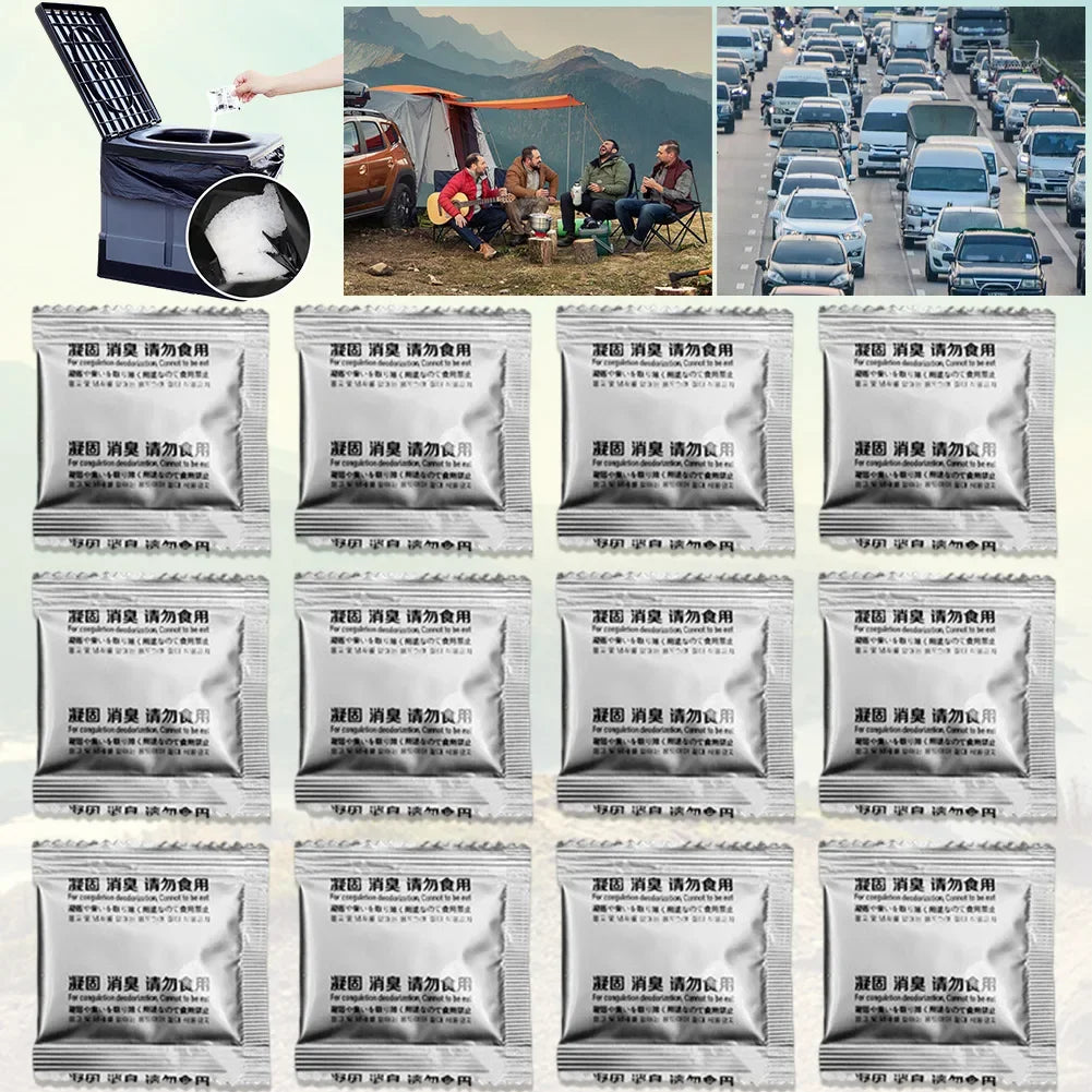 12Pcs Camping Toilet Chemicals Liquid Waste Gelling Deodorizing Powder Emergency Toilet Waste Treatment Portable Toilet Powder