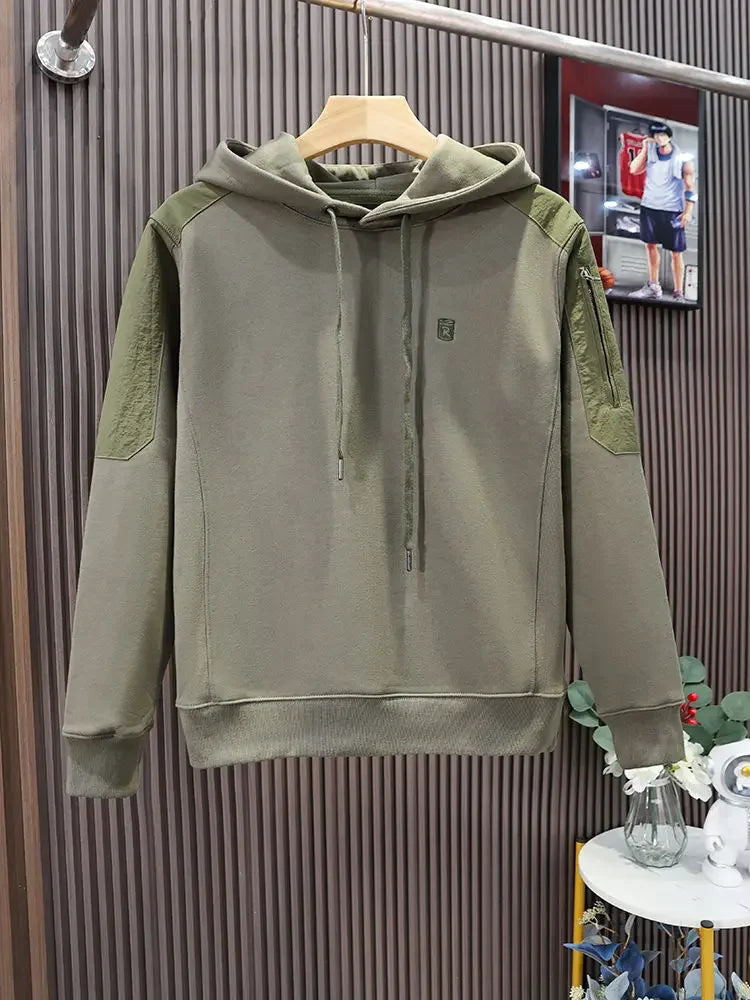 Loose Men's Hooded Sweatshirt Solid Black No Brand Cheap Simple Warm Male Hoodie Funny Overfit Sweat Shirt Tops High Quality Emo
