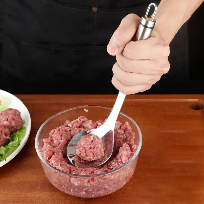 1 Pcs Maker Spoon Meat Baller With Elliptical Leakage Hole Stainless Steel Meat Ball Mold Kitchen Gadget Meat Tools