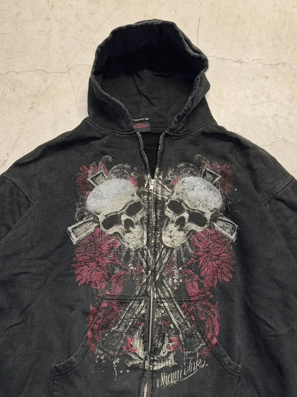 Mens Black Zip Hoodie Skull Print Dark Style Cotton Streetwear Jacket Casual Long Sleeve Pullover Hooded Sweatshirt Graphic